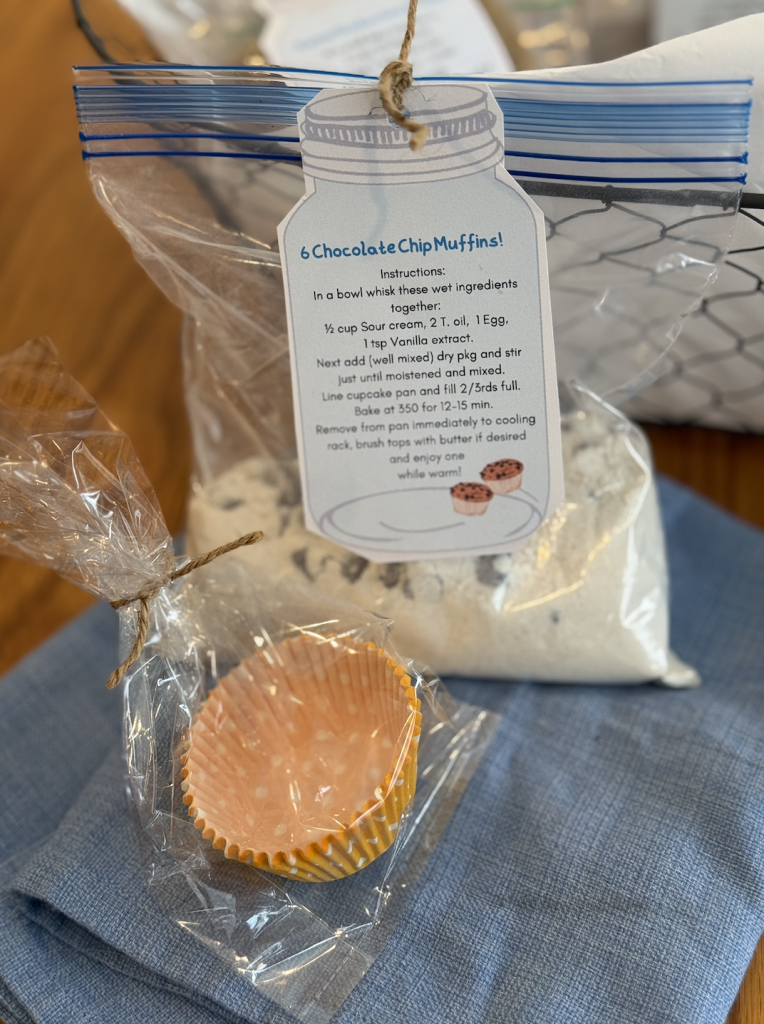 chocolate chip muffin ingredients bag